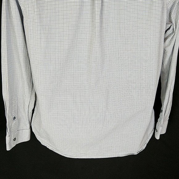American Eagle Outfitters Mens L Shirt White Checked Slim Fit Button Up Long Slv - Picture 8 of 10